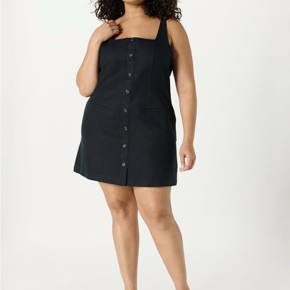 The Drop Amira Button Down Mini Dress XXL Black